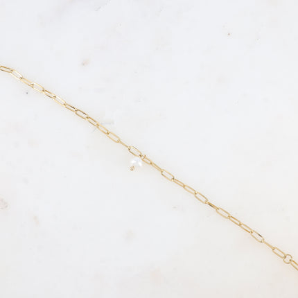 Bracelet - maille ovale allongée avec perle d'eau douce