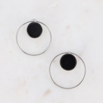 Boucles puces Maxine - cercle et pierre naturelle ronde