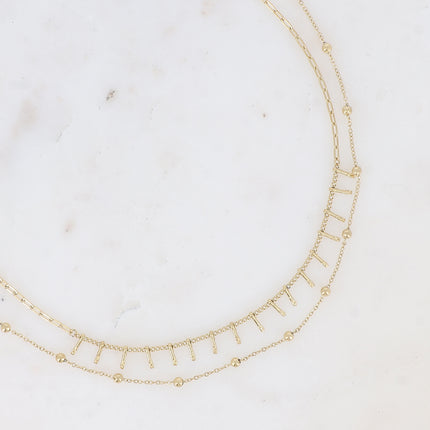 Collier Melissan - 2 rangs, chaîne à boules et barres martelées