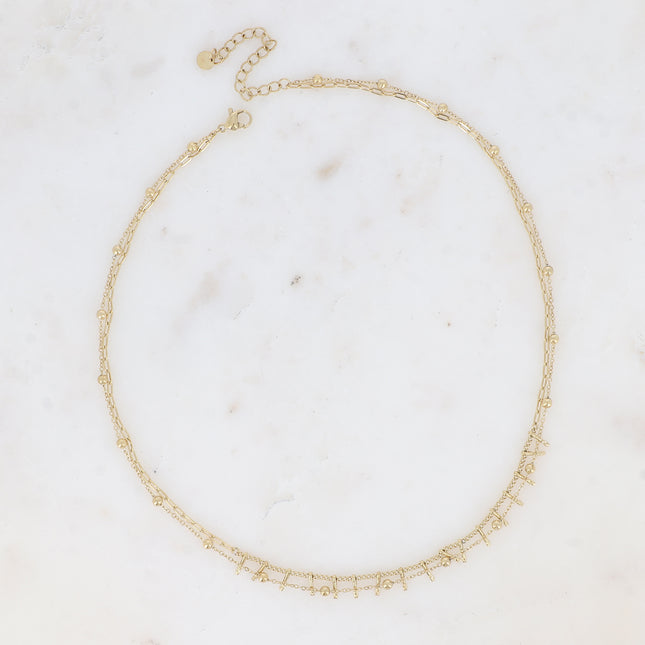 Collier Melissan - 2 rangs, chaîne à boules et barres martelées