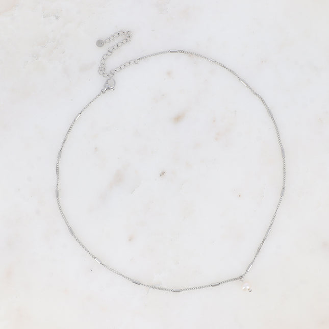 Collier - chaîne avec tubes et perle d'eau douce
