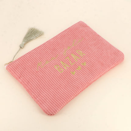 Pouch - My Pretty Bazaar and 3 Hearts - Corduroy - 20 x 14 cm
