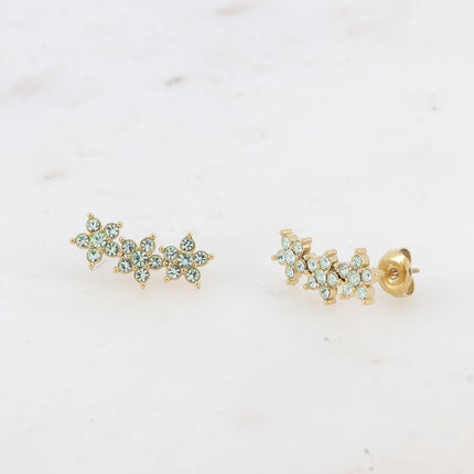 Boucles puces - 3 fleurs et oxydes de zirconium