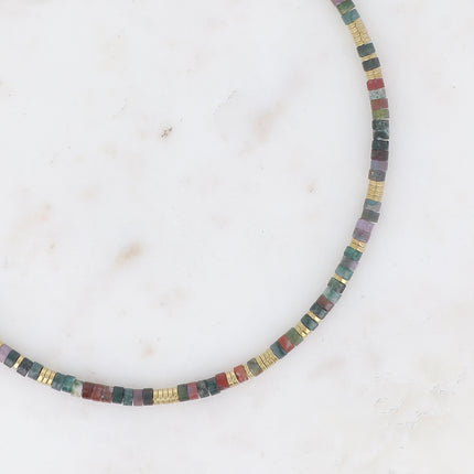 Collier Olivine avec pierres naturelles et perles rondelles