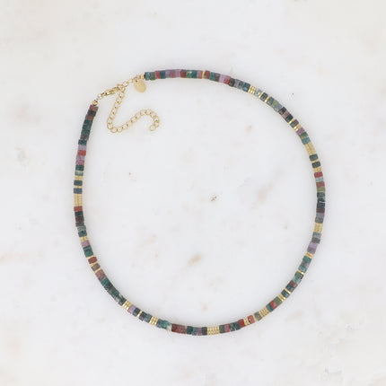 Collier Olivine avec pierres naturelles et perles rondelles