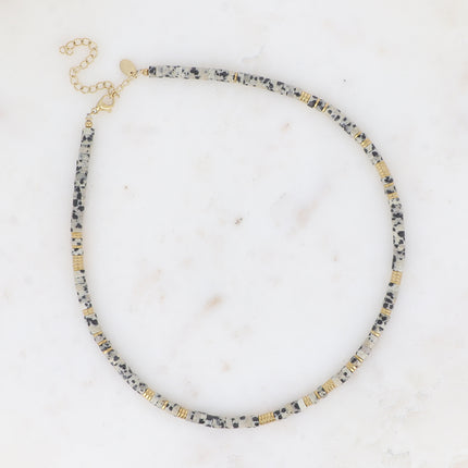 Collier Olivine avec pierres naturelles et perles rondelles