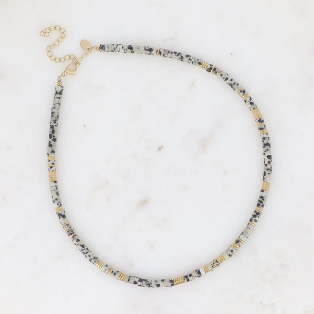 Collier Olivine avec pierres naturelles et perles rondelles
