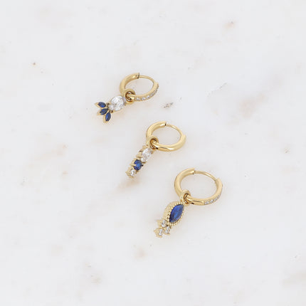 Set of 3 hoop earrings - in stainless steel with crystal (pineapple, oval and almond)