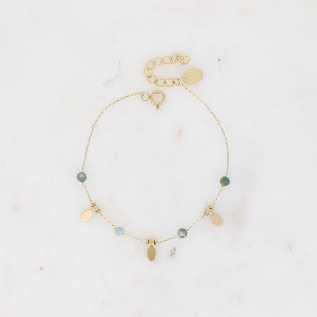 Bracelet - pampilles ovales et pierres naturelles