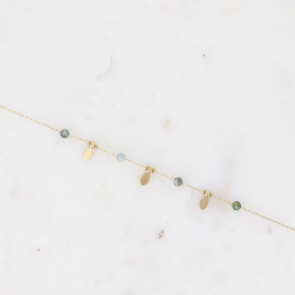 Bracelet - pampilles ovales et pierres naturelles