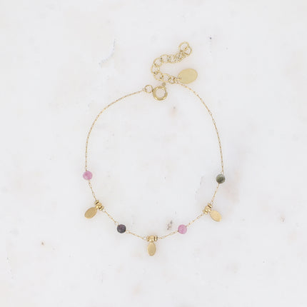 Bracelet - pampilles ovales et pierres naturelles