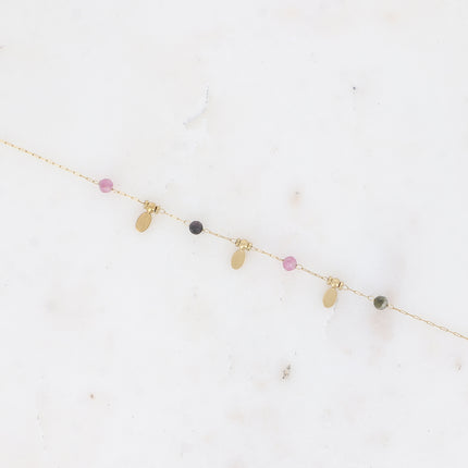 Bracelet - pampilles ovales et pierres naturelles