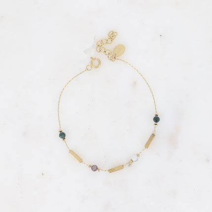 Bracelet - tubes rectangulaires et pierres naturelles
