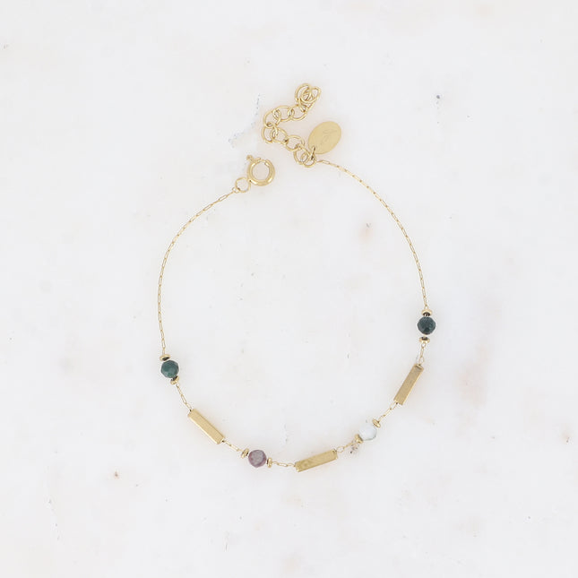 Bracelet - rectangular tubes and natural stones