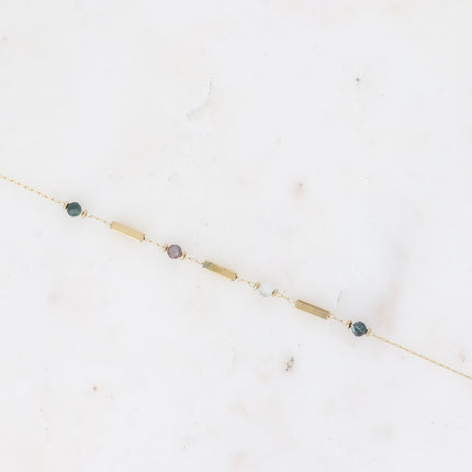 Bracelet - tubes rectangulaires et pierres naturelles