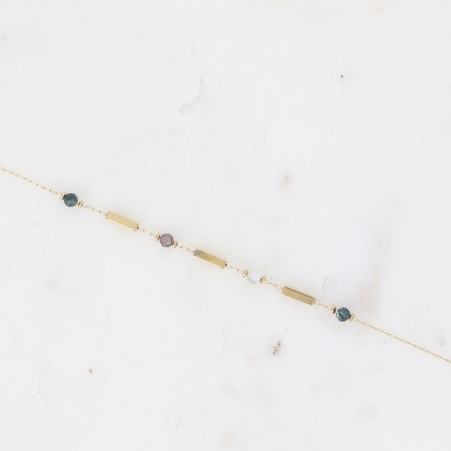 Bracelet - rectangular tubes and natural stones