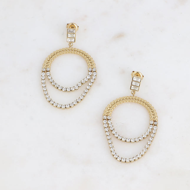 Boucles pendantes Callista - cristaux et chaînes rivières