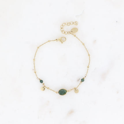 Bracelet Azalée - chaîne avec boules, pampilles rondes, pierres naturelles rondes et ovale