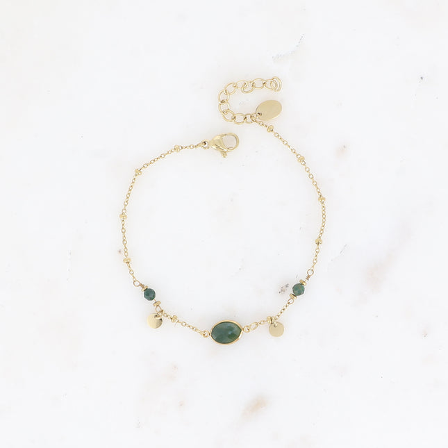 Bracelet Azalée - chaîne avec boules, pampilles rondes, pierres naturelles rondes et ovale