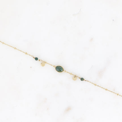 Bracelet Azalée - chaîne avec boules, pampilles rondes, pierres naturelles rondes et ovale