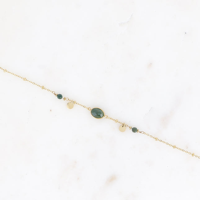 Bracelet Azalée - chaîne avec boules, pampilles rondes, pierres naturelles rondes et ovale