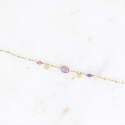 Bracelet Azalée - chaîne avec boules, pampilles rondes, pierres naturelles rondes et ovale