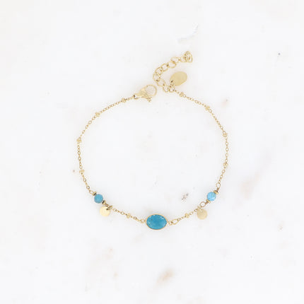 Bracelet Azalée - chaîne avec boules, pampilles rondes, pierres naturelles rondes et ovale