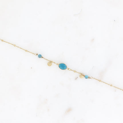Bracelet Azalée - chaîne avec boules, pampilles rondes, pierres naturelles rondes et ovale