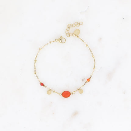 Bracelet Azalée - chaîne avec boules, pampilles rondes, pierres naturelles rondes et ovale