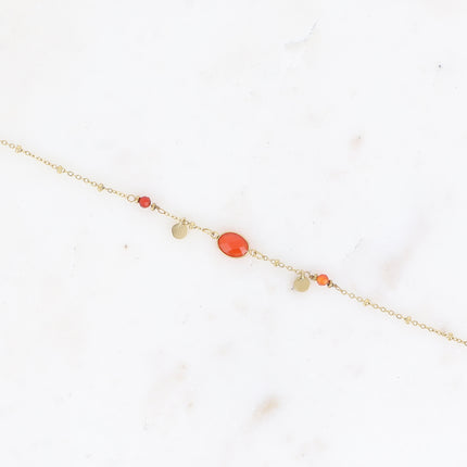 Bracelet Azalée - chaîne avec boules, pampilles rondes, pierres naturelles rondes et ovale