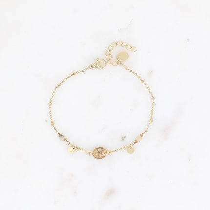 Bracelet Azalée - chaîne avec boules, pampilles rondes, pierres naturelles rondes et ovale