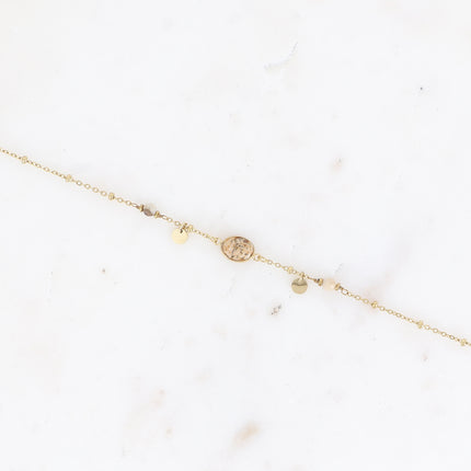 Bracelet Azalée - chaîne avec boules, pampilles rondes, pierres naturelles rondes et ovale