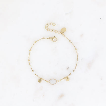 Bracelet Azalée - chaîne avec boules, pampilles rondes, pierres naturelles rondes et ovale