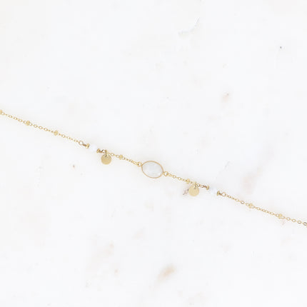 Bracelet Azalée - chaîne avec boules, pampilles rondes, pierres naturelles rondes et ovale
