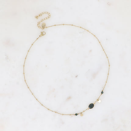 Collier Azalée - chaîne avec boules, pampilles rondes, pierres naturelles rondes et ovale
