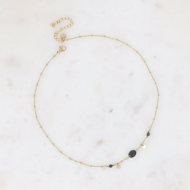 Collier Azalée - chaîne avec boules, pampilles rondes, pierres naturelles rondes et ovale