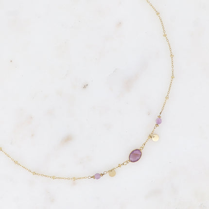 Collier Azalée - chaîne avec boules, pampilles rondes, pierres naturelles rondes et ovale