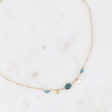 Collier Azalée - chaîne avec boules, pampilles rondes, pierres naturelles rondes et ovale