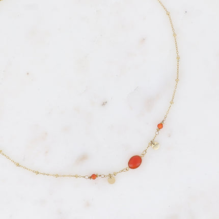 Collier Azalée - chaîne avec boules, pampilles rondes, pierres naturelles rondes et ovale
