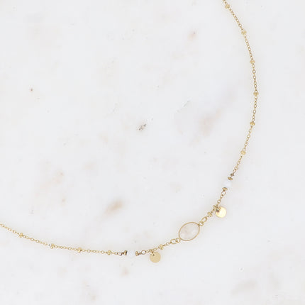 Collier Azalée - chaîne avec boules, pampilles rondes, pierres naturelles rondes et ovale
