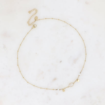 Collier Azalée - chaîne avec boules, pampilles rondes, pierres naturelles rondes et ovale