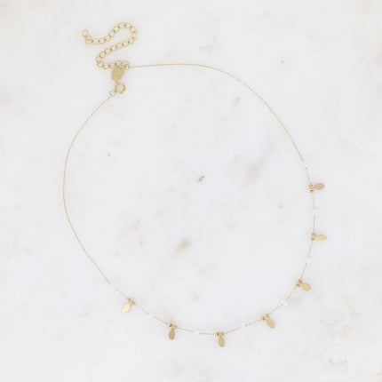 Necklace - round natural stones and oval tassels