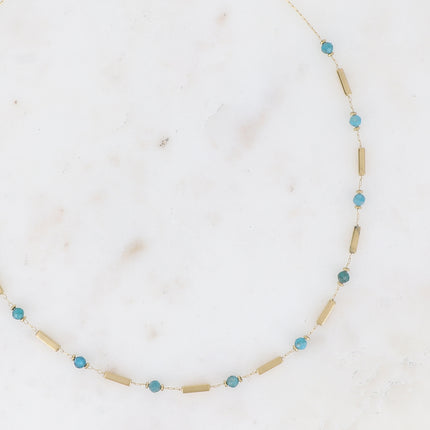 Collier - tubes rectangulaires et pierres naturelles