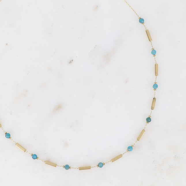Collier - tubes rectangulaires et pierres naturelles