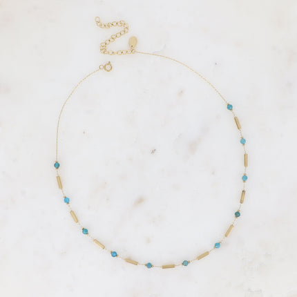 Collier - tubes rectangulaires et pierres naturelles