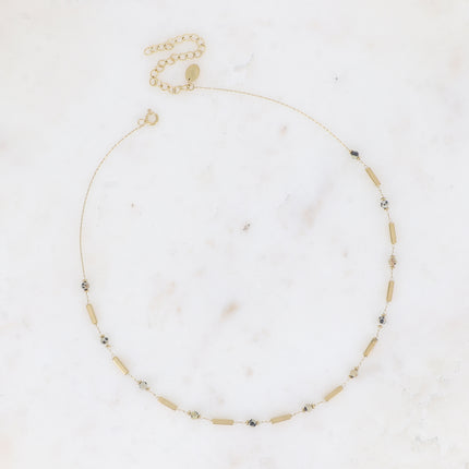 Collier - tubes rectangulaires et pierres naturelles