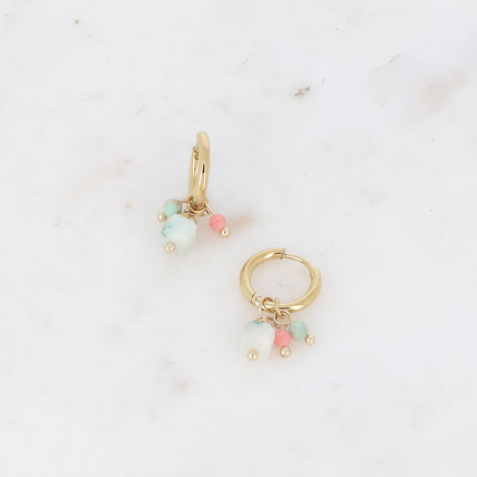 Creole earrings - natural stone pendants