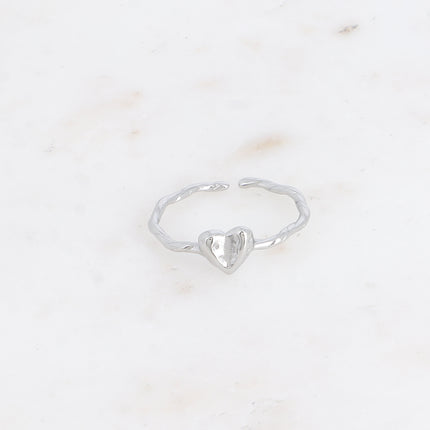 Bague - anneau torsadé, coeur martelé