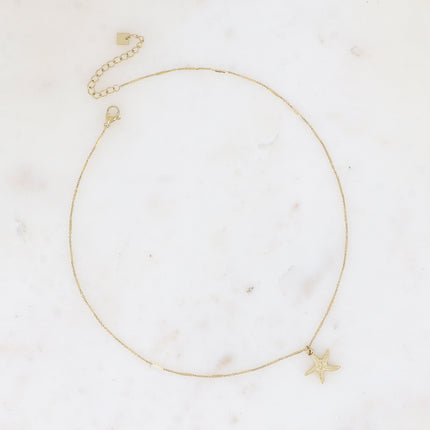 Collier - pendentif étoile de mer aux lignes striées