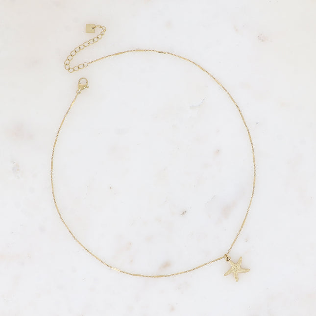 Starfish pendant necklace with striated lines